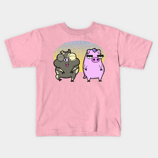 Cash Grab Pigs! Kids T-Shirt by calavara